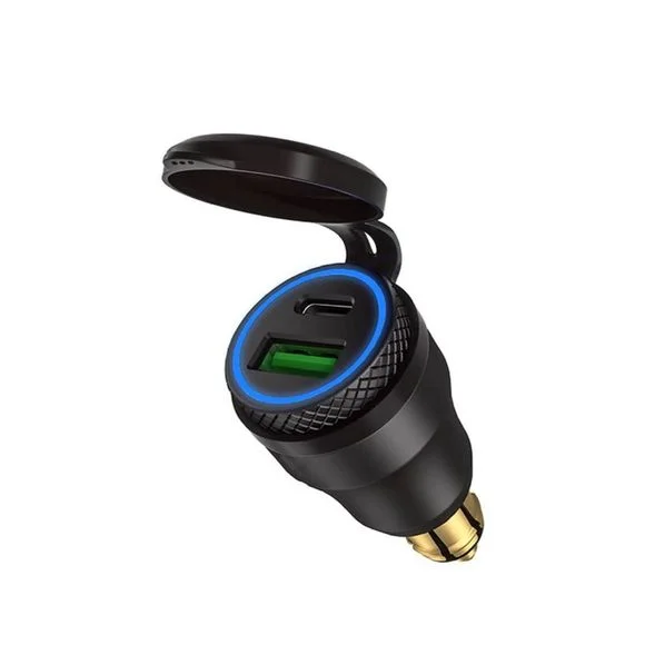 Adaptateur allume cigare Tecno globe DIN USB ET USB-C Universel – Noir Ref : CTR.DIN.USB.USBC