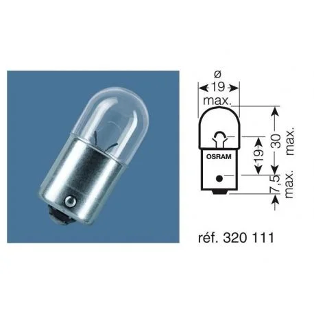 Ampoule 12V-10W / GRAISSEURS CULOT BAU15S ORANGE