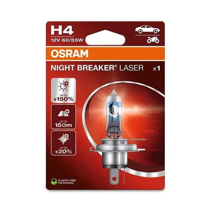 Ampoule OSRAM H4 Night Breaker Laser 12V 60/55W P43t-38 – à l’unité