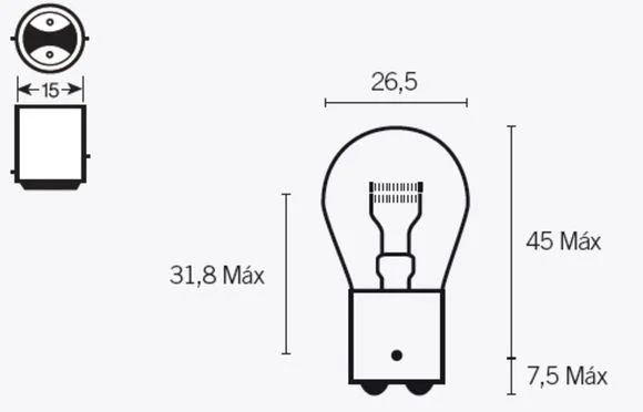 Ampoule Tecnium S25 12V 21/5W – x10 Universel Ref : TE01140A / 1079293