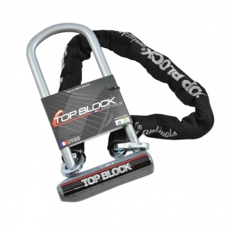Antivol moto TOP BLOCK SILVER 270C homologue classe SRA avec chaine