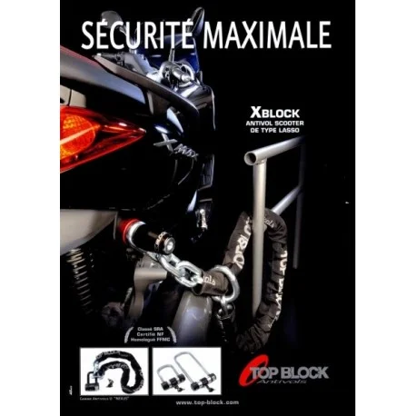 Antivol TOP BLOCK X-Block YAMAHA X-MAX 125 2010-2012 homologue Classe SRA