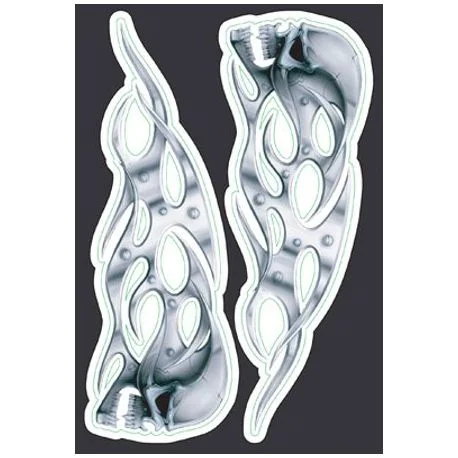 AUTOCOLLANT LETHAL THREAT TRI CHROME SKULLS