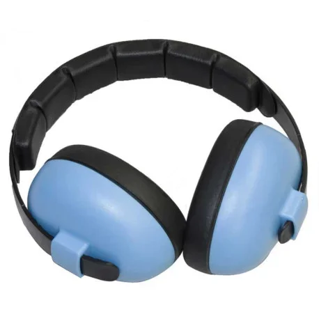 Babybanz noise-canceling helmet for babies aged 0 to 2 years. Blue color.