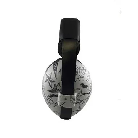 Babybanz noise-canceling helmet for children aged 0 to 2 years. Graffiti pattern.