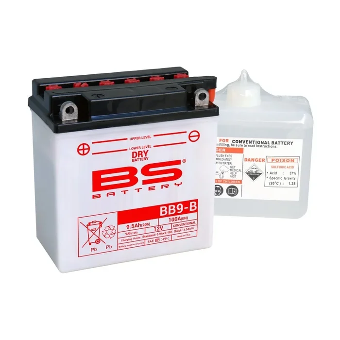 Batterie BS BATTERY Haute-performance avec pack acide – BB9-B