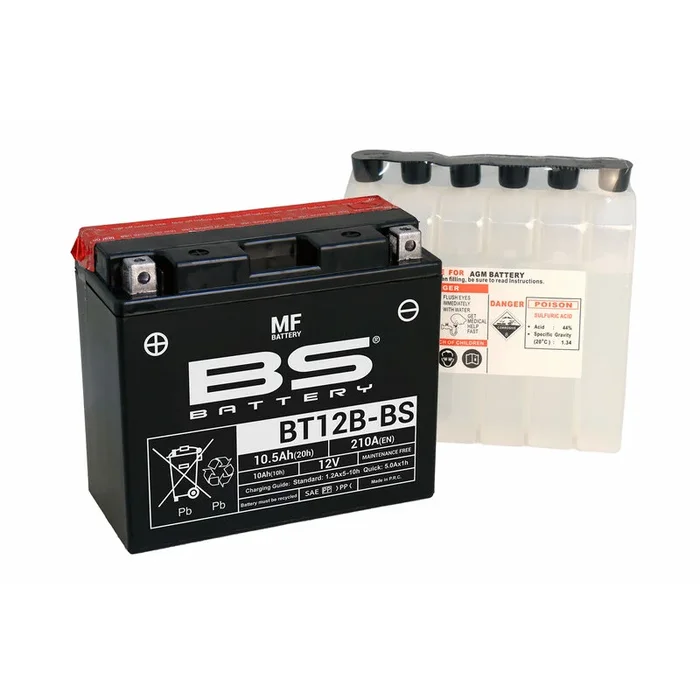 Batterie BS BATTERY sans entretien avec pack acide – BT12B