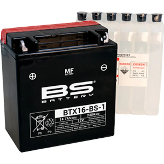Batterie BS BATTERY sans entretien livrée avec pack acide – BTX16-BS