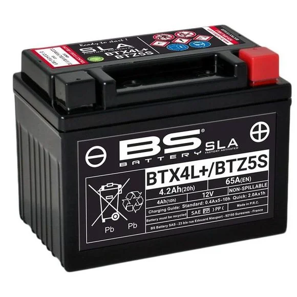 Batterie BS Battery SLA BTX4L/BTZ5S ferme Type Acide Sans entretien/prête à l’emploi Ref : 321047 / 1080662