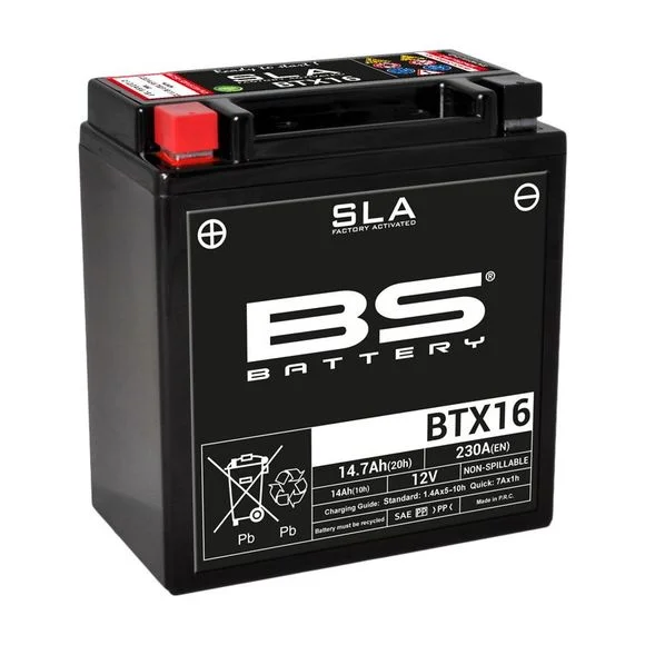 Batterie BS Battery SLA YTX16-BS/BTX16 ferme Type Acide Sans entretien/prête à l’emploi Ref : 321074 / 1080679