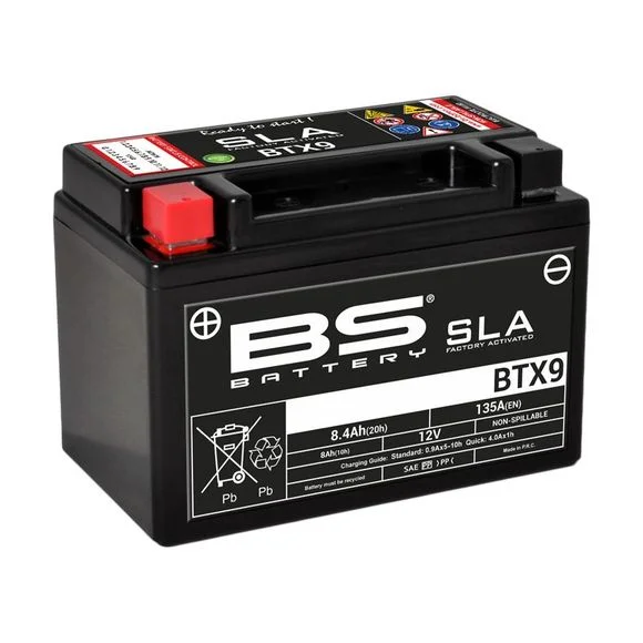 Batterie BS Battery SLA YTX9-BS/BTX9 ferme Type Acide Sans entretien/prête à l’emploi Ref : SLAYTX9BS / 1080667