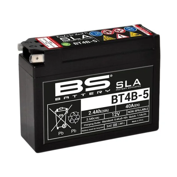 Batterie BS Battery YT4B-5/BT4B-5 SLA FERME TYPE ACIDE SANS ENTRETIEN/PRÊTE À L&rsquo;EMPLOI Ref : BT4B-5 SLA / 1080675