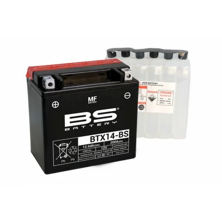 Batterie moto BS BATTERY Haute-performance 12 Volts Sans entretien YTX14-BS BTX14