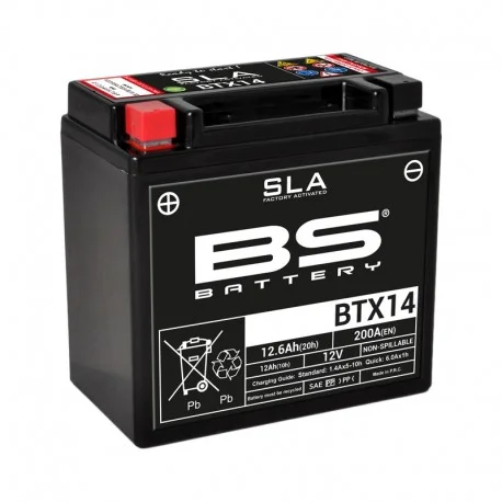 Batterie moto BS BATTERY SLA sans entretien activee usine YTX14-BS BTX14-BS