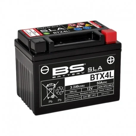 Batterie moto BS BATTERY SLA sans entretien activee usine YTX4L-BS BTX4L