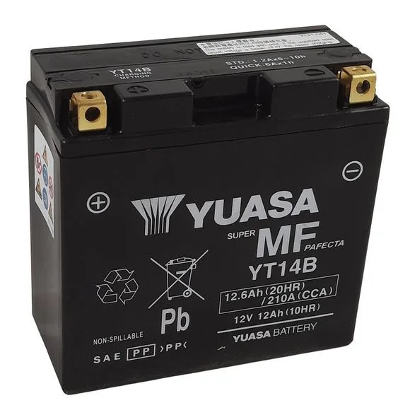 Batterie Yuasa YT14B -Y- FERME TYPE ACIDE SANS ENTRETIEN Ref : YT14B -Y-