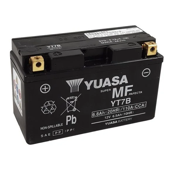 Batterie Yuasa YT7B -Y- ferme Type Acide Sans entretien Ref : YT7B -Y-