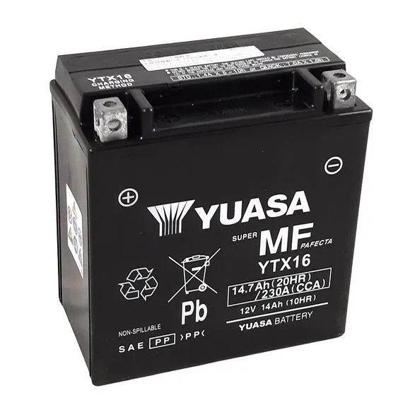Batterie Yuasa YTX16 -Y- FERME TYPE ACIDE SANS ENTRETIEN Ref : YTX16 -Y-