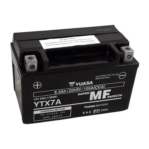Batterie Yuasa YTX7A -Y- ferme Type Acide Sans entretien Ref : YTX7A -Y-