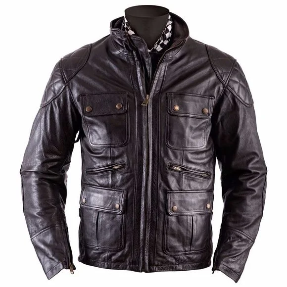 Blouson Helstons HUNT – cuir RAG – Marron Ref : HS0240