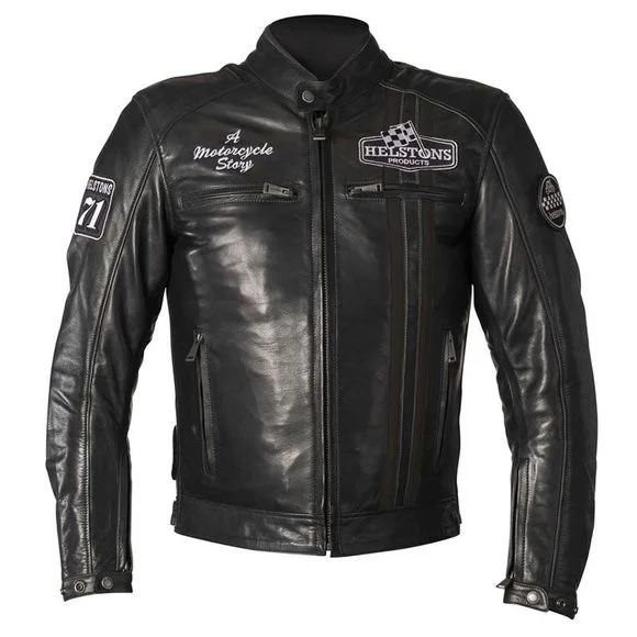 Blouson Helstons INDY CUIR RAG – Noir / Noir Ref : HS0720-C41554