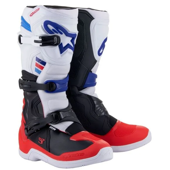 Bottes cross Alpinestars TECH 3 – WHITE / BRIGHT RED / DARK BLUE 2023 – Blanc / Rouge Ref : AP12715