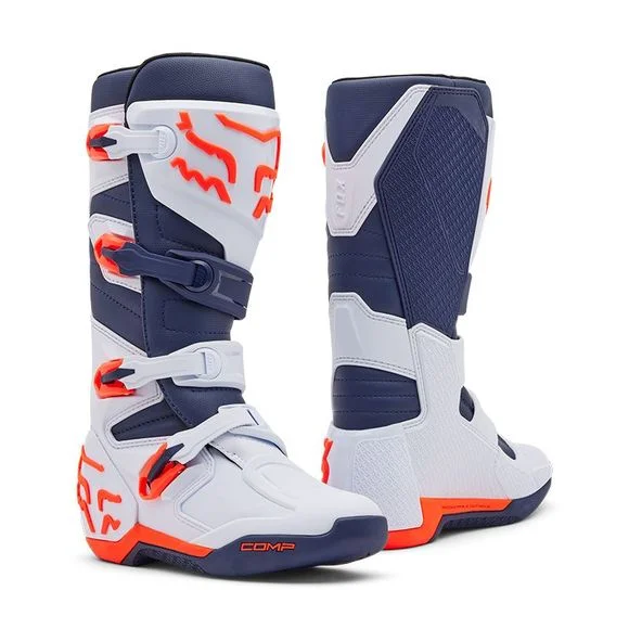 Bottes cross Fox COMP 2025 – Blanc / Bleu Ref : FX5117