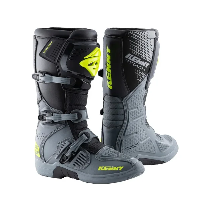 Bottes Cross KENNY TRACK Gris Jaune Fluo