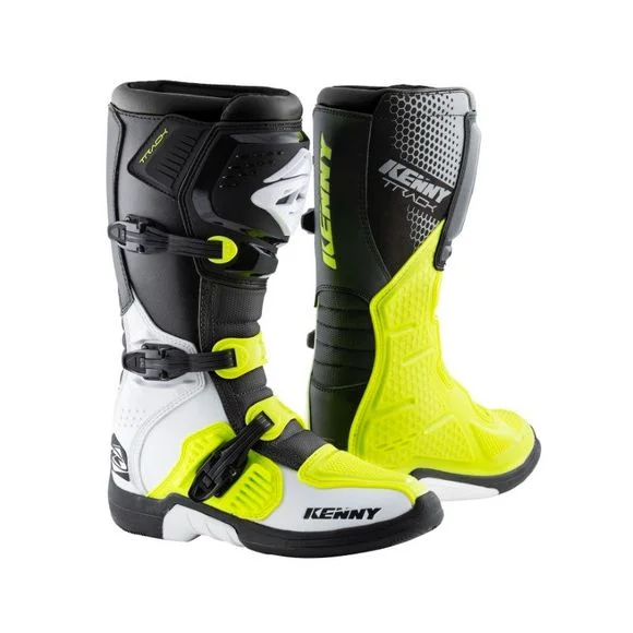 Bottes cross Kenny TRACK WHITE NEON YELLOW 2024 – Blanc / Jaune Ref : KE1716