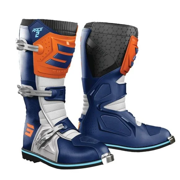 Bottes cross Shot RACE 2 KID – Bleu / Orange Ref : SO2328