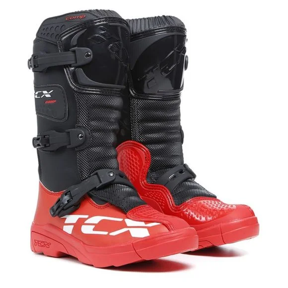Bottes cross TCX Boots COMP KID – BLACK/RED – Noir / Rouge Ref : OX0349