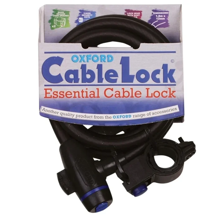 Cable antivol OXFORD Cablelock – 1,5m x 25mm fumé