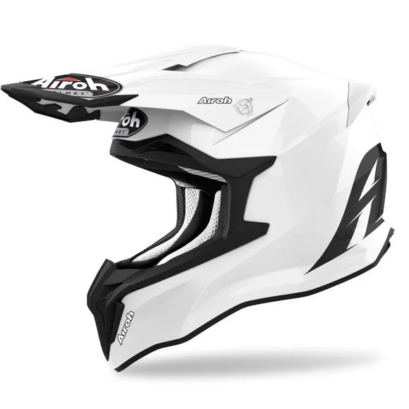 Casque cross Airoh STRYKER – COLOR – WHITE GLOSS 2025 – Blanc / Noir Ref : AR1113