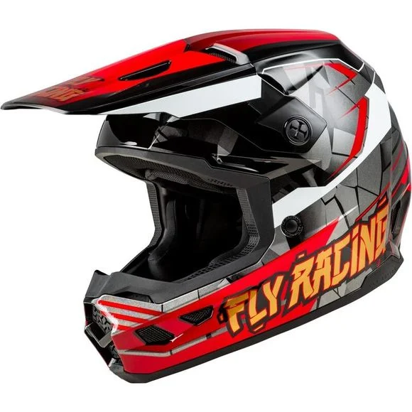 Casque cross Fly KINETIC – SCORCHED – ENFANT – Noir / Rouge Ref : FL1699