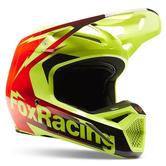 Casque cross Fox V1 STATK 2024 – Rouge / Jaune Ref : FX3921