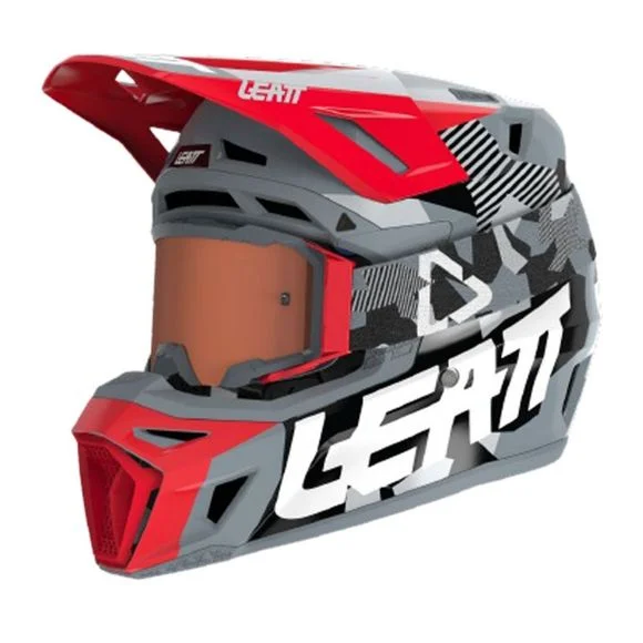Casque cross Leatt 8.5 V24 avec masque 2024 – Gris / Rouge Ref : LB0663