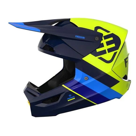 Casque cross Shot by Freegun XP-4 – RAINBOW 2023 – Bleu / Jaune Ref : FRG0403