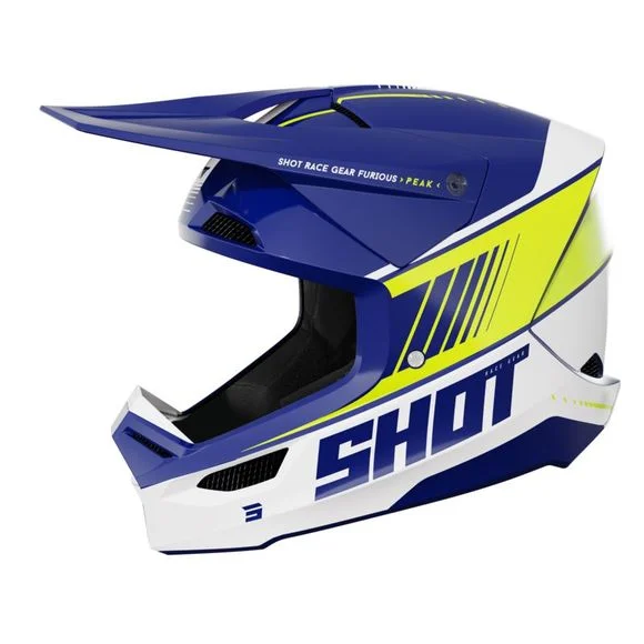 Casque cross Shot FURIOUS – PEAK 2023 – Bleu / Jaune Ref : SO2455