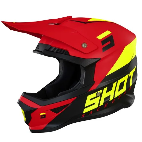 Casque cross Shot FURIOUS CHASE – RED NEON YELLOW MATT 2022 – Rouge / Jaune Ref : SO2180