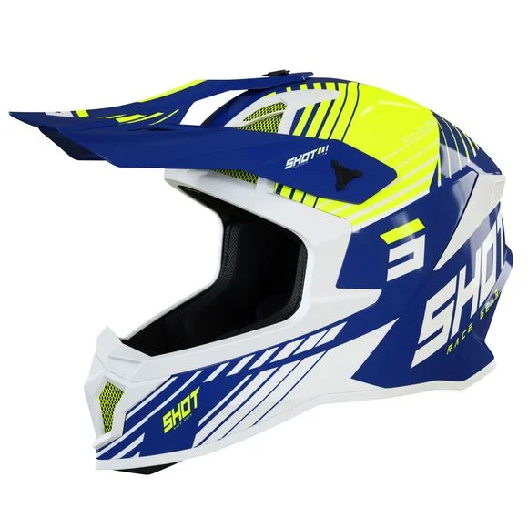Casque cross Shot LITE FURY – NAVY NEON YELLOW GLOSSY 2025 – Bleu / Jaune Ref : SO2169