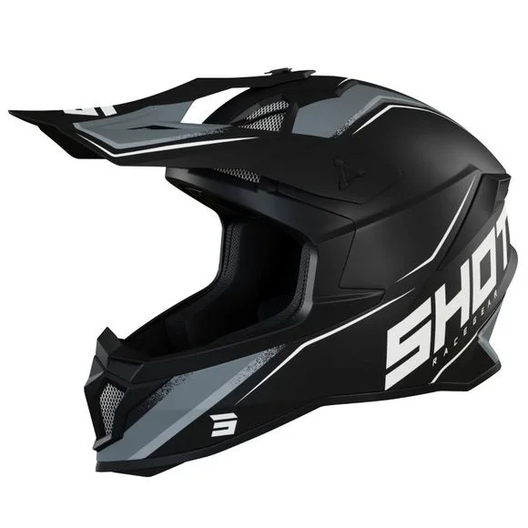 Casque cross Shot LITE PRISM – BLACK WHITE MATT 2025 – Noir / Blanc Ref : SO2166