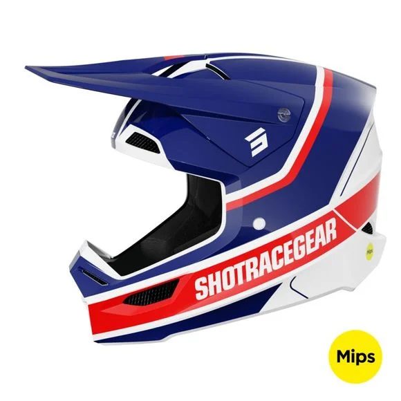 Casque cross Shot RACE – MYTHIC 2025 – Bleu / Rouge Ref : SO2553