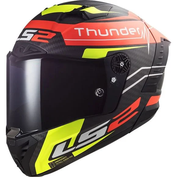 Casque LS2 FF805 THUNDER CARBON – BLACK ATTACK – Rouge / Jaune Ref : LS0784