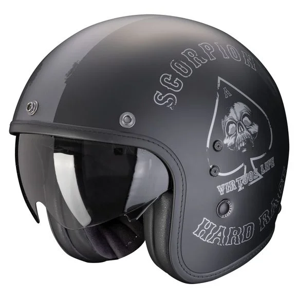 Casque Scorpion Exo BELFAST EVO – SPADE – Noir / Gris Ref : SC1025