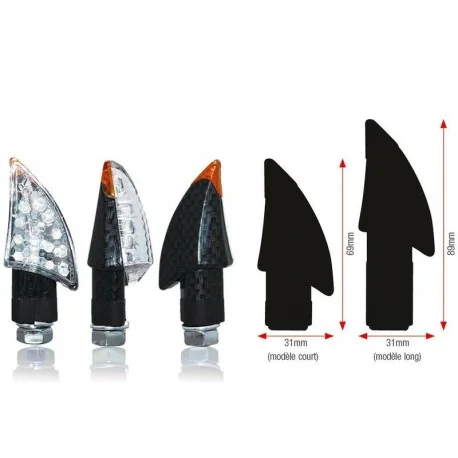 Clignotants moto universel Blade a Led look carbone