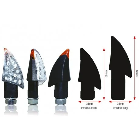 Clignotants moto universel Blade a Led noir