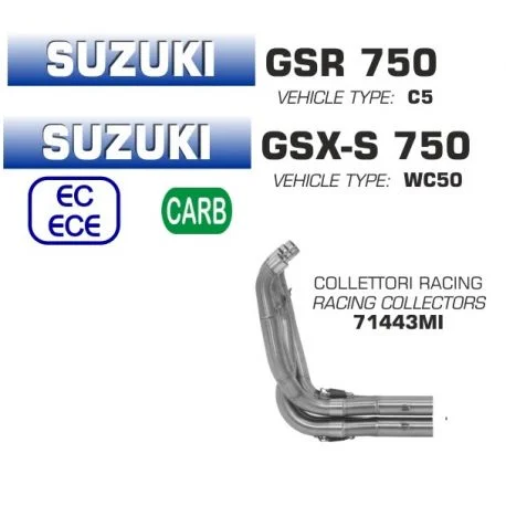 Collecteur d’Echappement racing ARROW GSR 750 2011-2016 GSXS 750 2017-2020