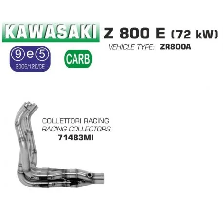 Collecteur d’Echappement racing ARROW KAWASAKI Z800E 2013-2016