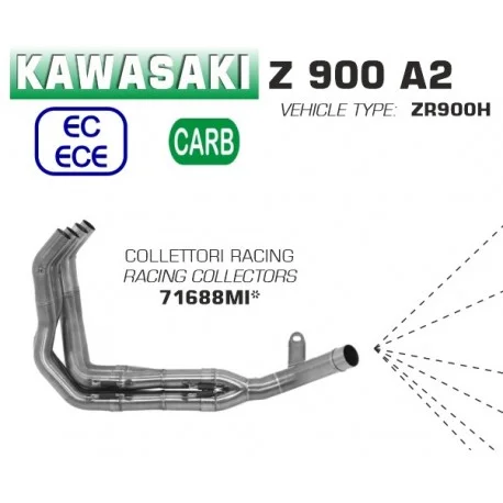Collecteur d’Echappement racing ARROW KAWASAKI Z900E Z900 A2 2017-2023