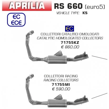 Collecteur d’Echappement racing ARROW pour silencieux ARROW APRILIA RS 660 TUONO 660 2020-2023